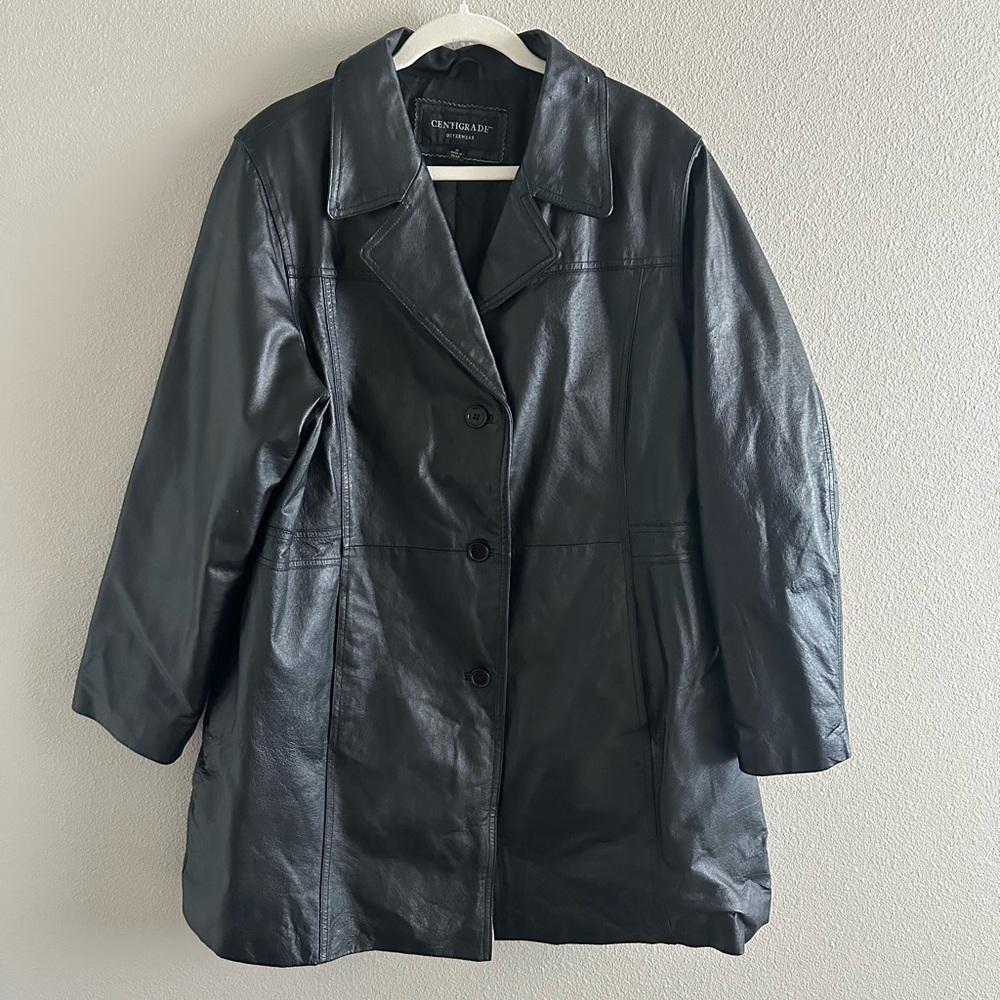 Vintage Centigrade Black 100% Leather Women's Coat